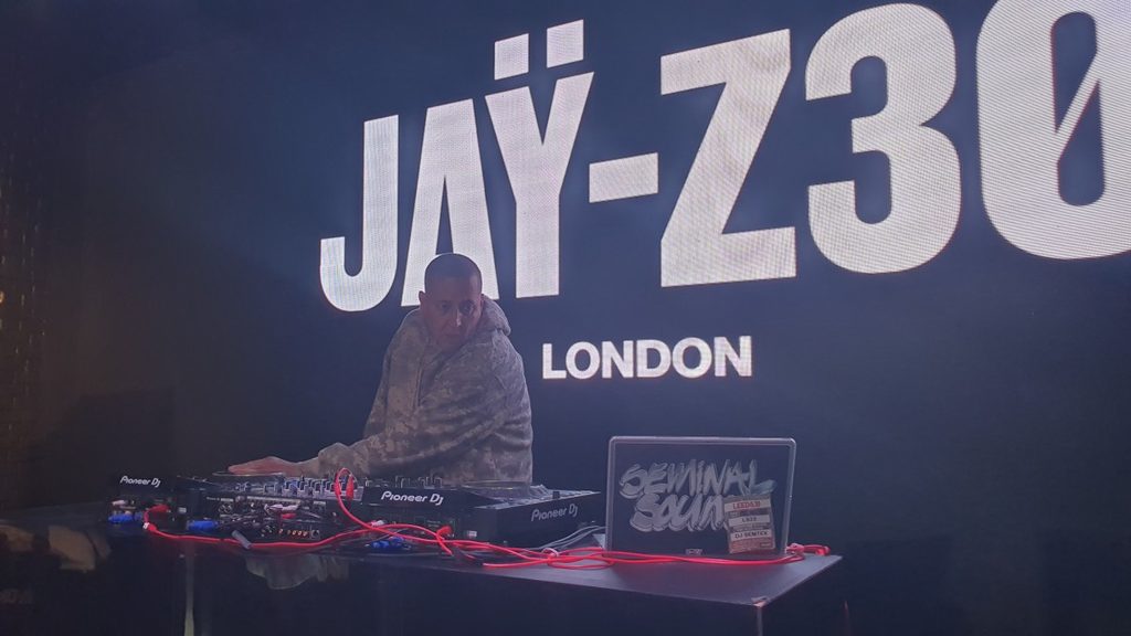 DJ Semtex performing at the JAY-Z 30 London pop-up in Camden