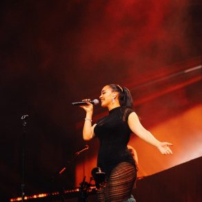 Jorja Smith performing at All Points East 2026 in Victoria Park, London