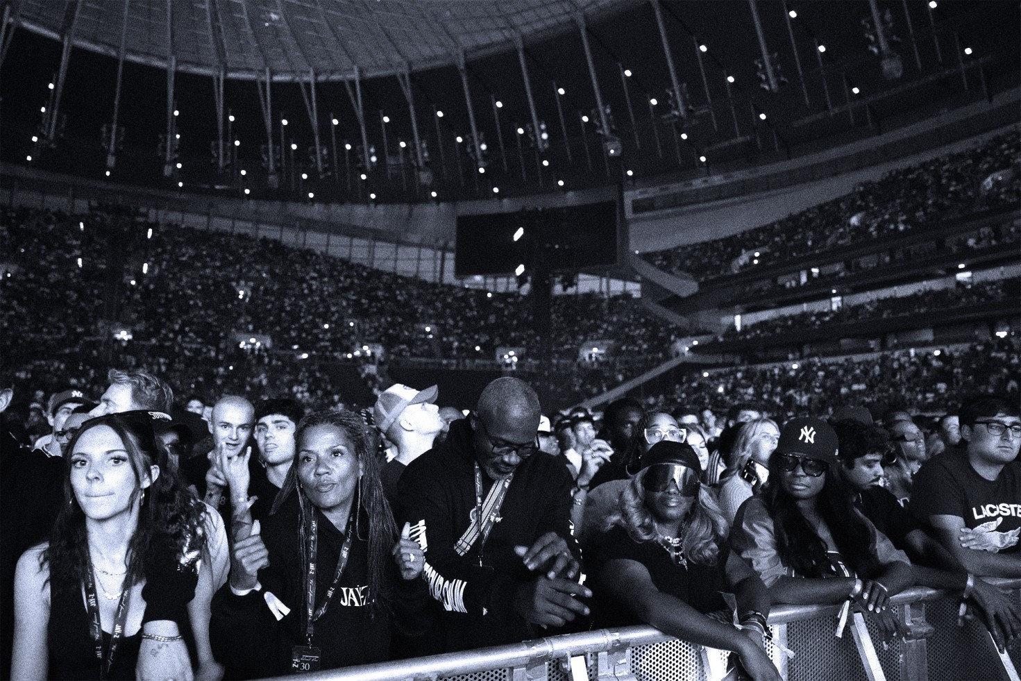 Front-row crowd watching JAY-Z 30 at Tottenham Hotspur Stadium in London