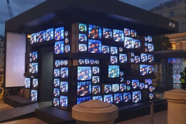 JAŸ-Z 30 Trafalgar Square art installation featuring illuminated CRT television screens in London