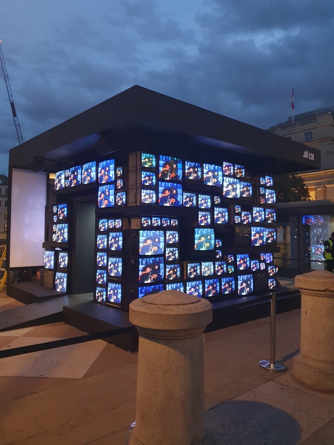 JAŸ-Z 30 Trafalgar Square art installation featuring illuminated CRT television screens in London